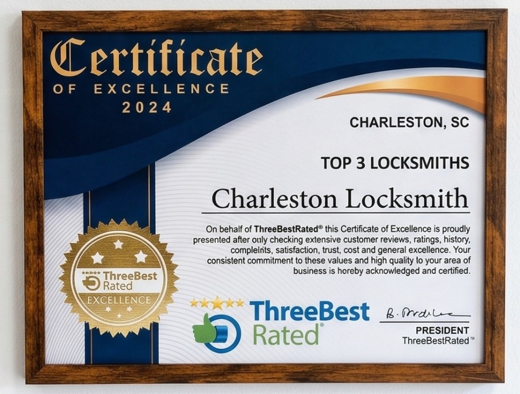 Three Best Rated Certificate of Excellence 2024 - Charleston Locksmith