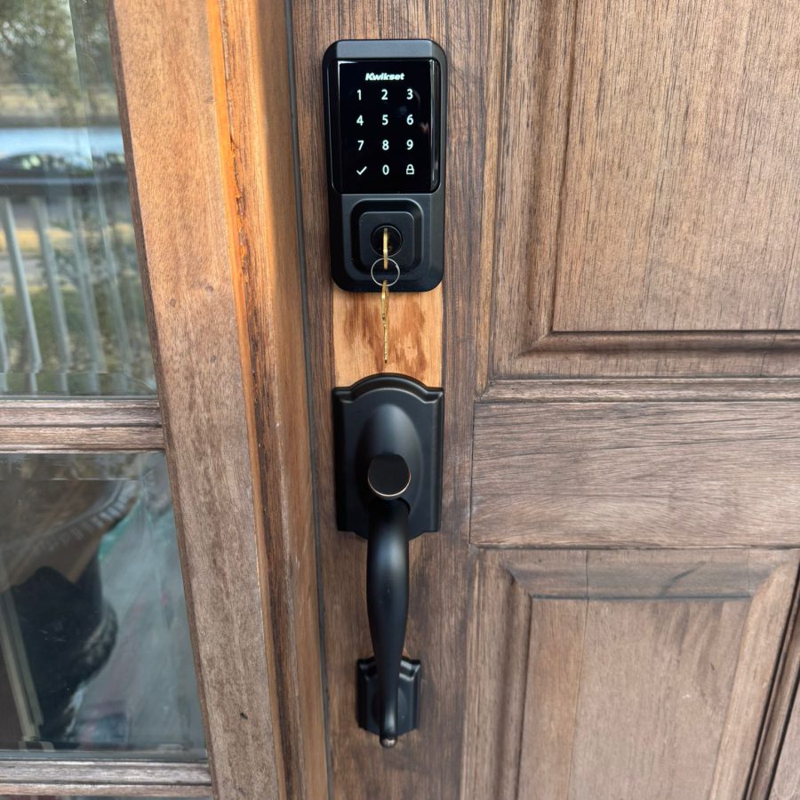 Keypad smart-lock deadbolt installed on a Charleston home's front door by Charleston Locksmith